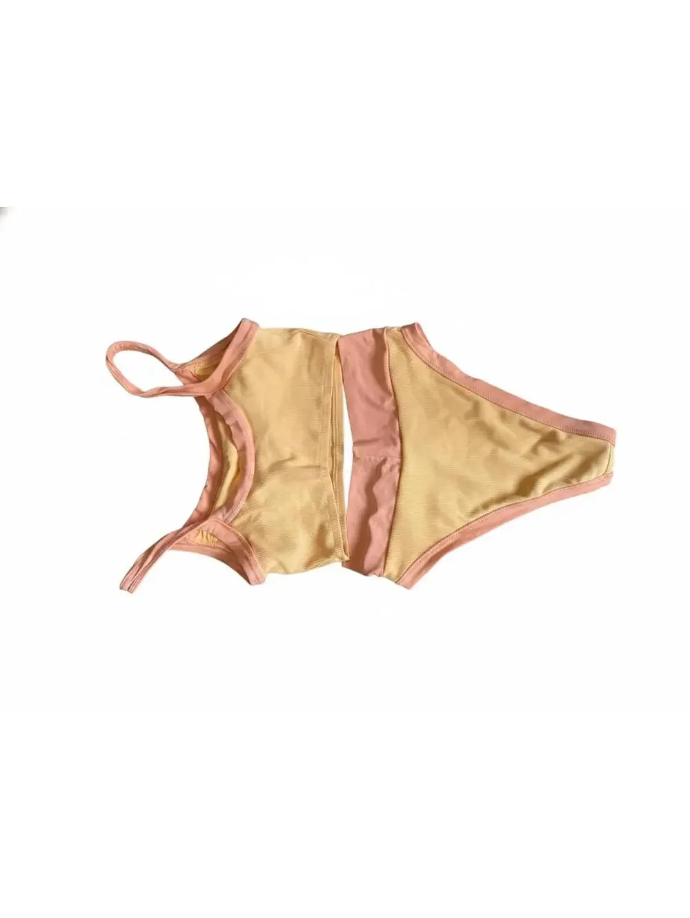 Aerie Real Good Scoop Bikini high cut Swimsuit Set Peach orange Yellow Size M